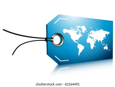 Label with world map