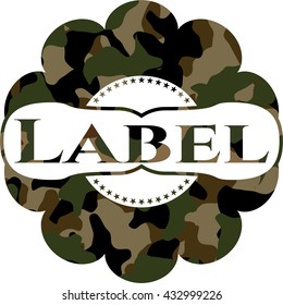 Label written on a camouflage texture