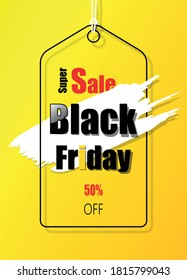 Label yellow background design promotes of promotion and discounts super sale on black friday festival.