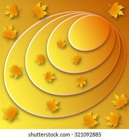 Label with yellow circles and autumn leaves