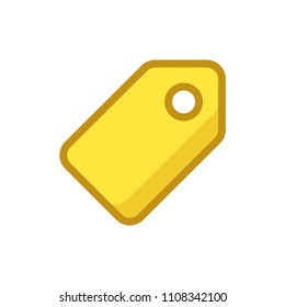 Label, yellow tag colored vector icon. Isolated on white background
