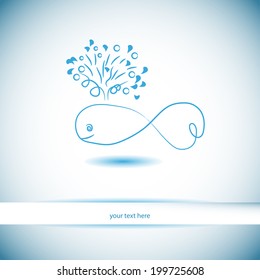 label for your design. Blue whale. Print on clothing or wallpaper