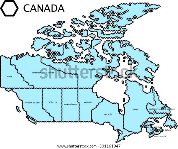 Labeled Vector Map Canada States Lines Stock Vector (Royalty Free