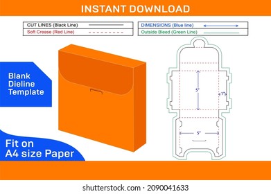 Labeling cardboard box or paper packaging dieline template and 3D vector file