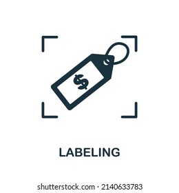 Labeling icon. Monochrome simple Labeling icon for templates, web design and infographics