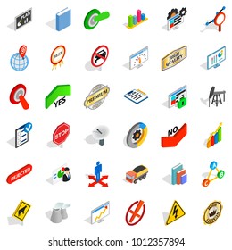 Labelling icons set. Isometric set of 36 labelling vector icons for web isolated on white background