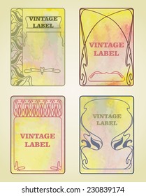 Labels in art nouveau style for decoration and design