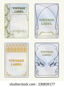 Labels in art nouveau style for decoration and design