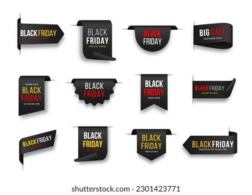 Labels, badges for black Friday. Market sale tags, shopping sales sign label and promo marketing labels best price save coupon card.