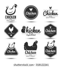 labels and badges set of chicken meat and eggs,vector illustration