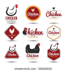 Labels And Badges Set Of Chicken Meat And Eggs,vector Illustration