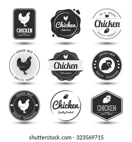labels and badges set of chicken meat and eggs,vector illustration