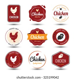 labels and badges set of chicken meat and eggs,vector illustration