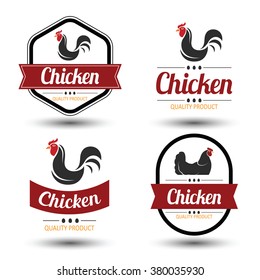 labels and badges set of chicken meat and eggs,vector illustration