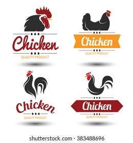 labels and badges set of chicken meat and eggs,vector illustration