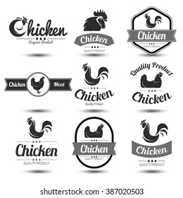 labels and badges set of chicken meat and eggs,vector illustration