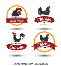 labels and badges set of chicken meat and eggs,vector illustration