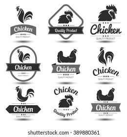 labels and badges set of chicken meat and eggs,vector illustration