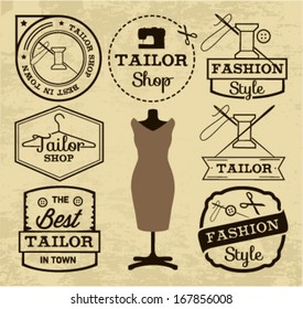 Labels, Badges and Signs for Tailor Shop in Vintage Style