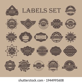 Labels, badges template set. Vector monochrome illustration.