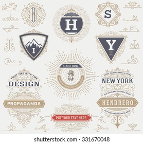 Labels, banners and design elements set. Vector