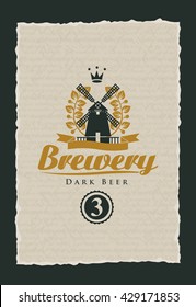 labels for beer and the brewery with a windmill