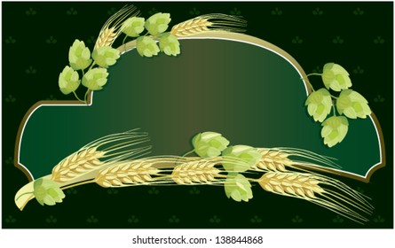 labels for the beer in the green gold color malt and wheat