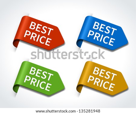 Labels and best price message set, vector design elements