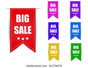 Labels big sale different color with shadow
