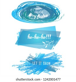 Labels with Christmas and New Years designs. Decorative tags and elements set for holiday lettering design .Vector illustrated Christmas stamp logo.