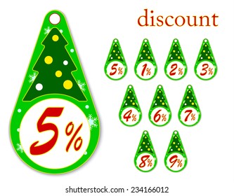 labels with Christmas tree for new year's discounts , vector illustration