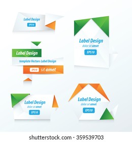 Labels collection set green, blue, orange