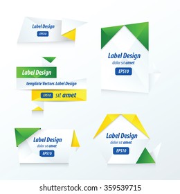 Labels collection set  yellow, blue, green