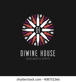 Labels for company, wine shop and wine bar, restaurant. Vector symbol template