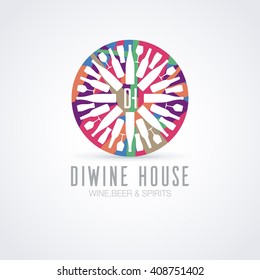 Labels for company, wine shop and wine bar, restaurant. Vector symbol template