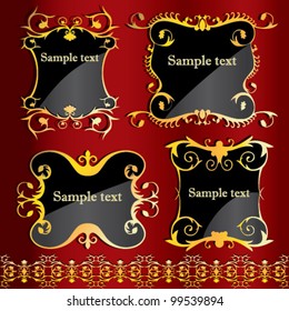 Labels decorated with gold. Vector set