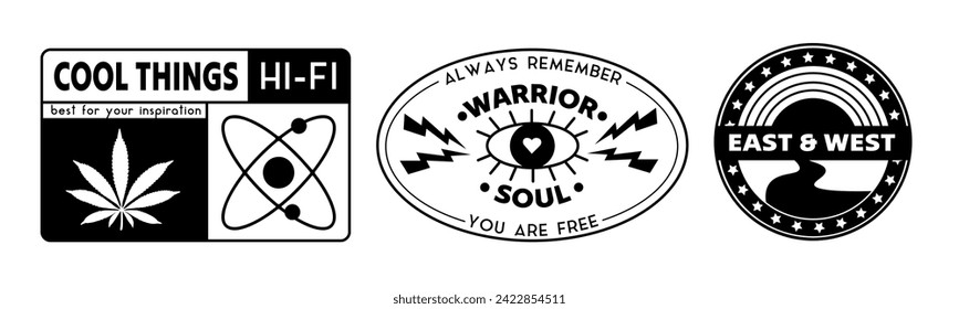 Labels of denim typography, t-shirt graphics, vectors, collection. Vintage badge design. 