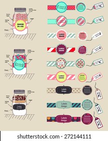 Labels design of 9 tags for cookies in the jar or other sweets