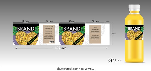 labels design for pineapple juice product with bottle juice.