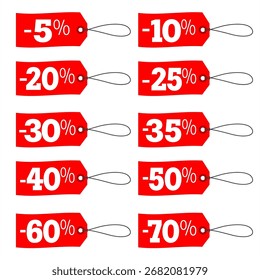 
Rótulos com porcentagem de desconto e cadeia de caracteres