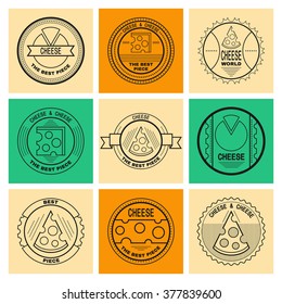 Labels, emblems, badges for cheese. Cheese icons.