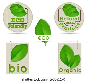Labels and emblems of ecology and bio and natural