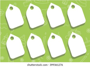 Labels empty templates vector illustration on green background