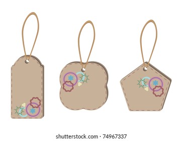 Labels executed in a retro style and stylized under a skin