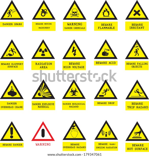 Labels Facility Warning Stock Vector (Royalty Free) 179347061