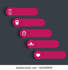 labels with fitness icons, editable elements, vector illustration