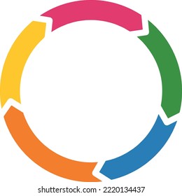 labels in the form of arrows pointing at each other in a looping infinite circular cycle - infographic diagram chart design with vector layout colors to fill with a concept, good for a business