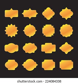 Labels and Frame Gold Set. Vector illustration