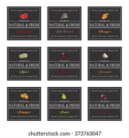 labels fruit set on white background vector design