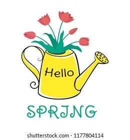 Labels with hand written phrases about spring